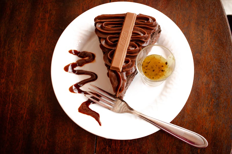 Warm chocolate lava cake with molten chocolate center